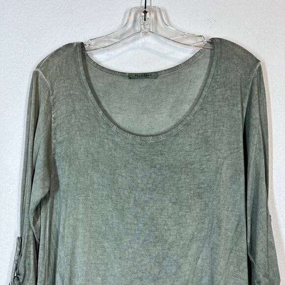 Green Mini Tunic Dress Ruffle Hem Soft Made in Italy Lagenlook Minimalist - Picture 4 of 8